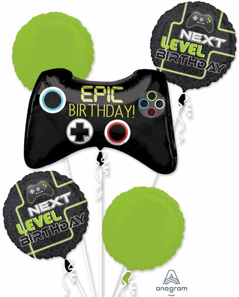 Level Up Gaming Birthday Foil Balloon Bouquet