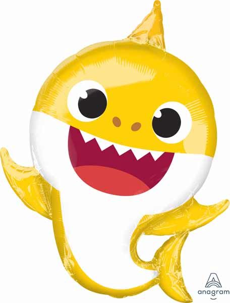 Baby Shark Yellow Shaped Foil Balloon, 26 Inch