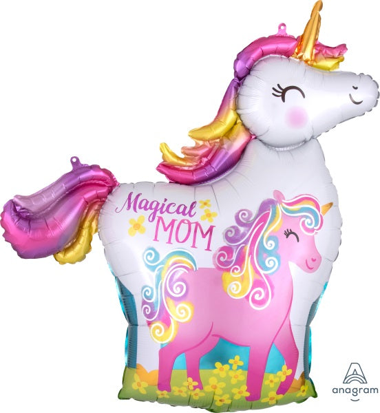 32-Inch Magical Mom Unicorn Mama and Baby Foil Balloon