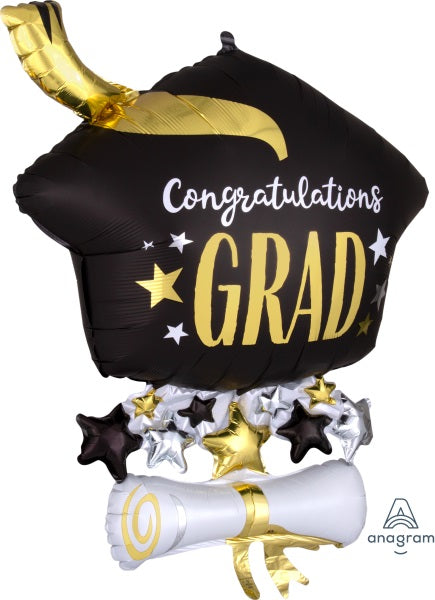 Cap & Diploma Graduation Foil Balloon, 25 Inch