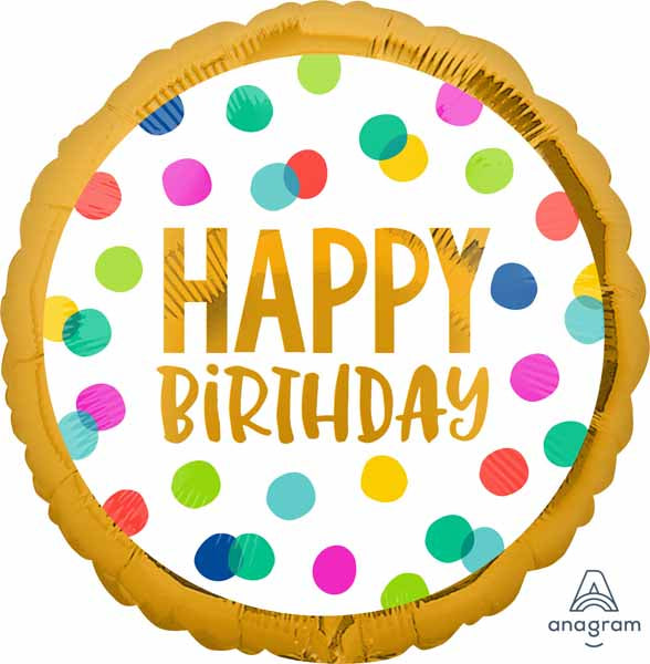 Happy Dots Happy Birthday 18 Inch Round Foil Balloon