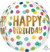Happy Dots Happy Birthday Orbz Foil Balloon