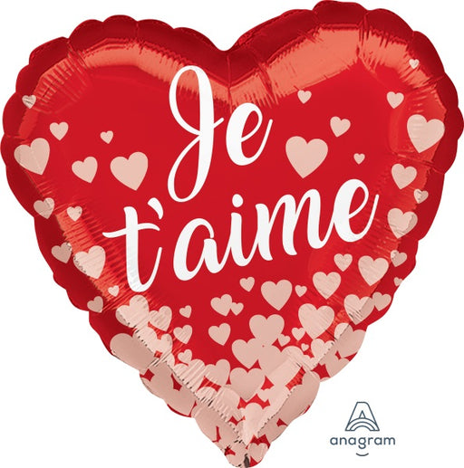 Je T’aime Rose Gold Hearts 18" Heart-Shaped Foil Balloon