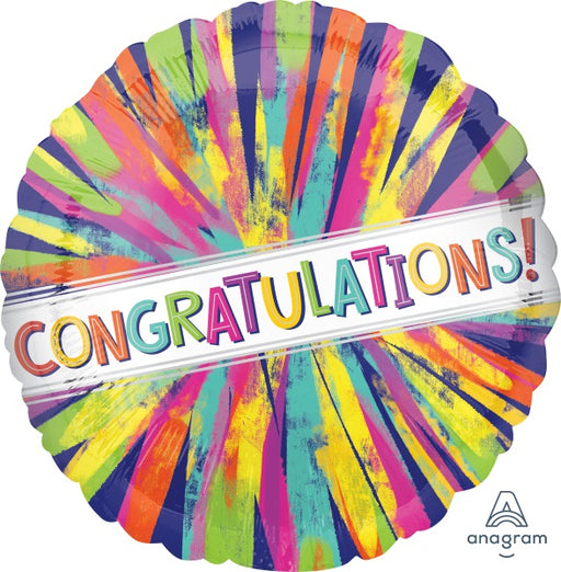 Congrats Paint Burst 18-Inch Round Foil Balloon