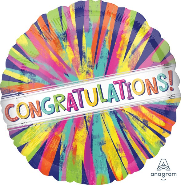 Congrats Paint Burst 18-Inch Round Foil Balloon