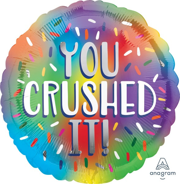 U Crushed It Rainbow 18-Inch Round Foil Balloon