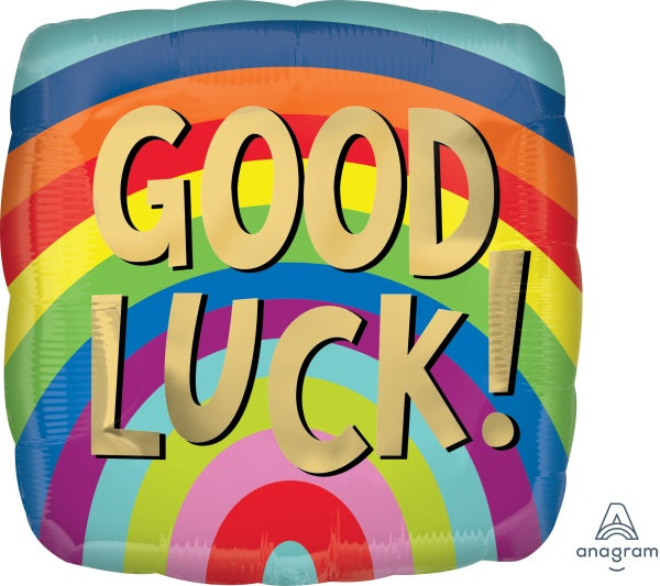 Good Luck Rainbow 18" Square Foil Balloon