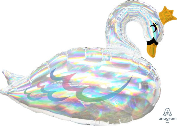 29" Iridescent Swan Shaped Foil Balloon