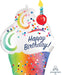 Happy Birthday Satin Ombré Cupcake Foil Balloon, 27 Inch