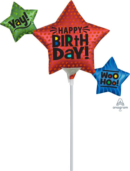 Satin Star Trio Birthday Mini Shape Foil Balloon