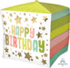 Happy Birthday Gold Stars & Colors Cubez Foil Balloon