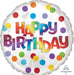 Happy Birthday Dots of Colour 18-Inch Round Foil Balloon