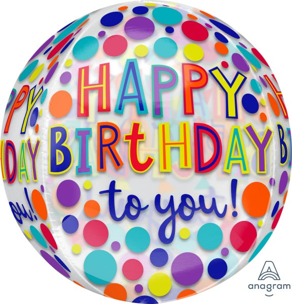 Happy Birthday Jewel Tones Orbz Foil Balloon