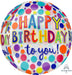 Happy Birthday Jewel Tones Orbz Foil Balloon