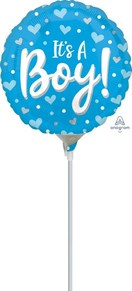 ITS A BOY HRTS DOTS 9" RND A15 MYLAR