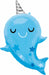 Baby Blue Narwhal Shaped Foil Balloon, 30 Inch
