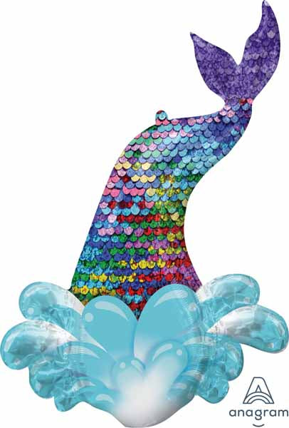 Mermaid Sequin Tail 39-Inch Foil Balloon