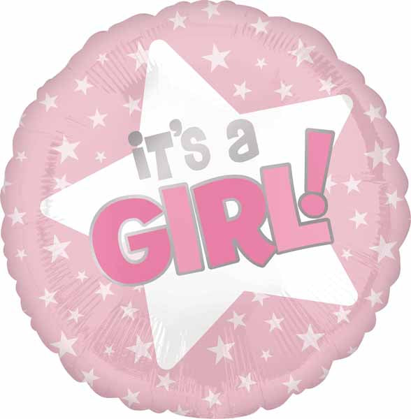 It's a Girl Pink Star Foil Balloon, 18 Inch