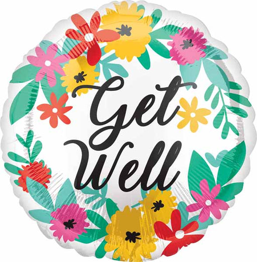 Floral Get Well 18 Inch Foil Balloon