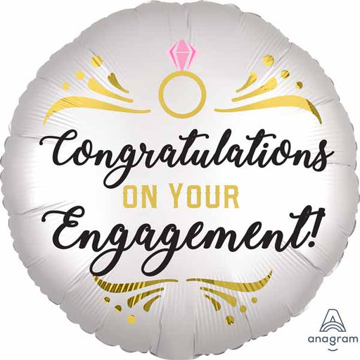 Satin Engagement 18-Inch Round Foil Balloon