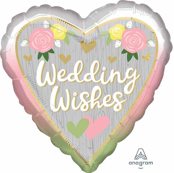 Wedding Wishes Ombre 18" Heart Foil Balloon
