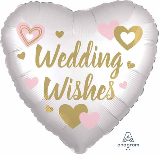 Wedding Wishes White Heart Foil Balloon, 18 Inch