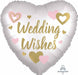 Wedding Wishes White Heart Foil Balloon, 18 Inch