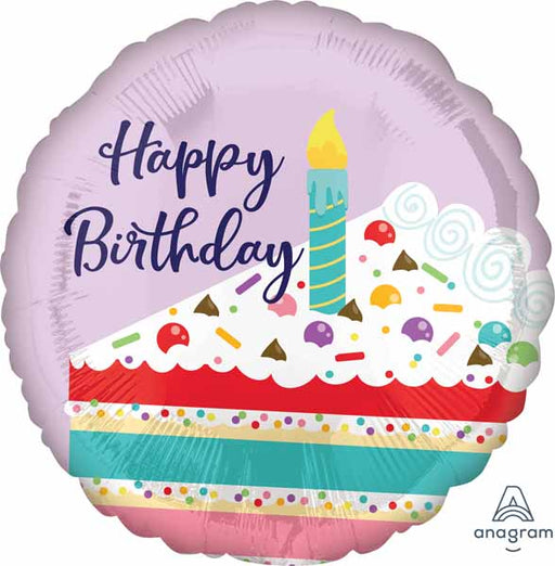 Purple Confetti Cake Happy Birthday Foil Balloon, 18 Inch
