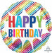 Happy Birthday Striped Burst 18-Inch Round Foil Balloon