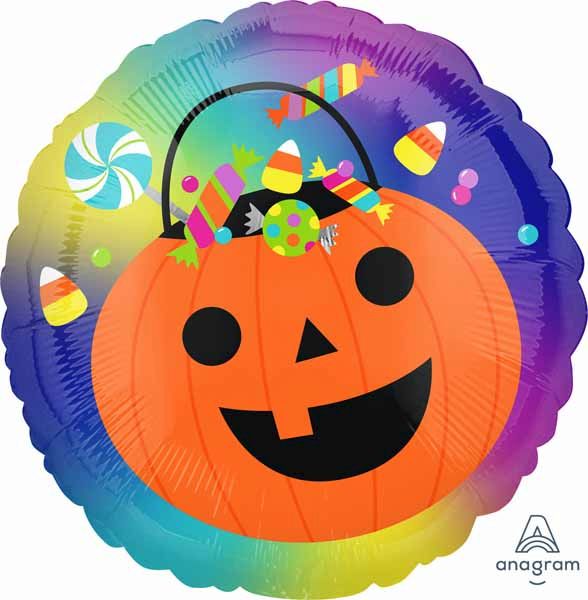Pumpkin Bucket 18-Inch Round Halloween Foil Balloon