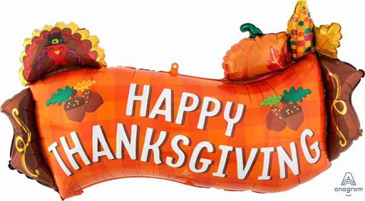 Harvest Banner Thanksgiving Foil Balloon, 36 Inch
