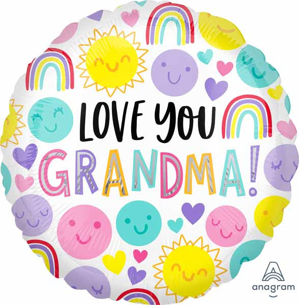 Love You Grandma 18" Round Foil Balloon