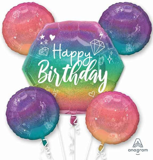 Sparkle Happy Birthday Foil Balloon Bouquet, 5 Balloons