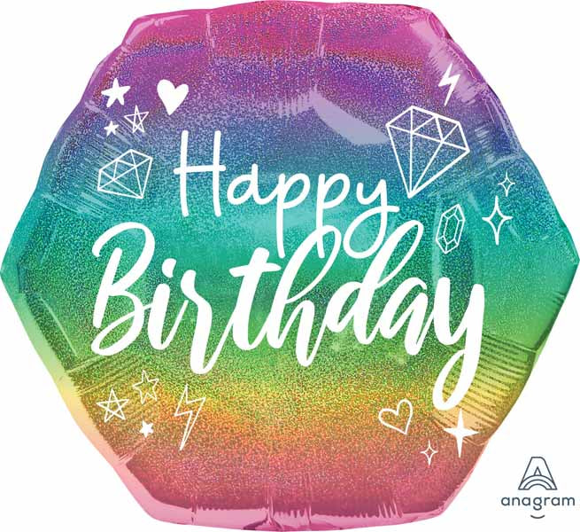 Sparkle Birthday 23-Inch Holographic Foil Balloon