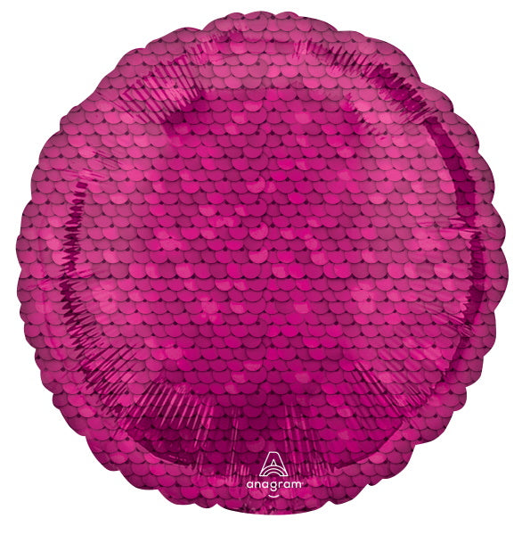 Bright Pink Sequins 18" Round Foil Balloon