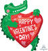 27-Inch Valentine's Day Gator Shaped Foil Balloon