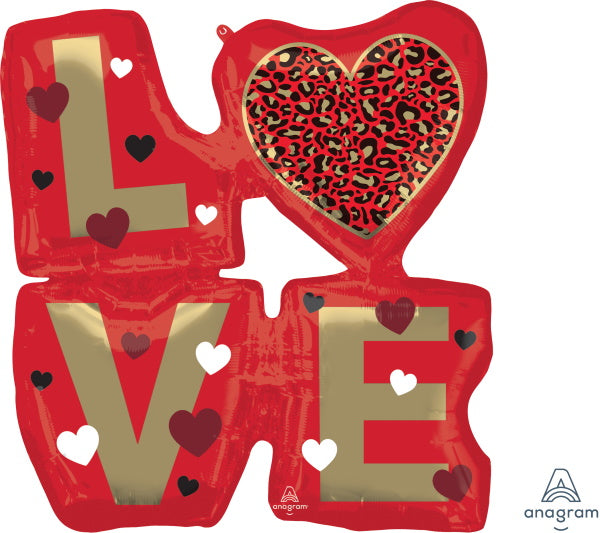 Love Animal Print 29-Inch Shaped Foil Balloon
