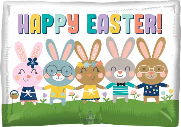 Happy Easter Bunnies 18" Junior Shape Foil Balloon
