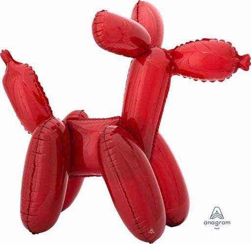 Red Balloon Dog Foil Balloon, 19 Inch