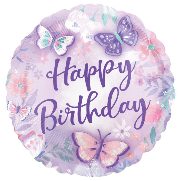 Flutters Birthday 18" Round Foil Balloon