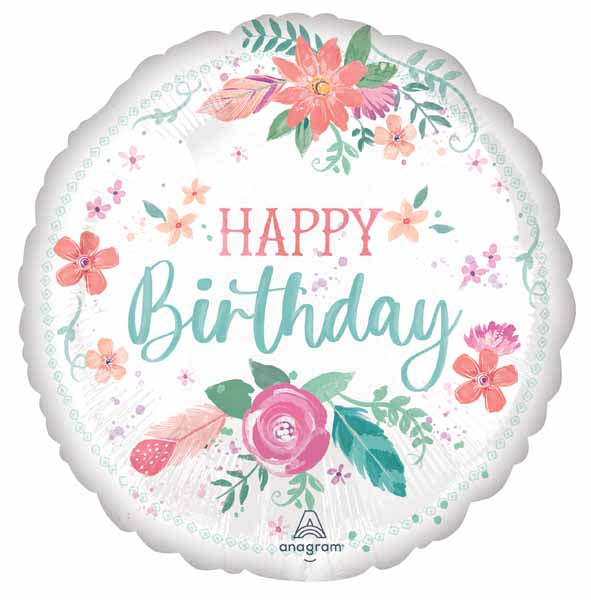 Free Spirit Birthday 18-Inch Round Foil Balloon