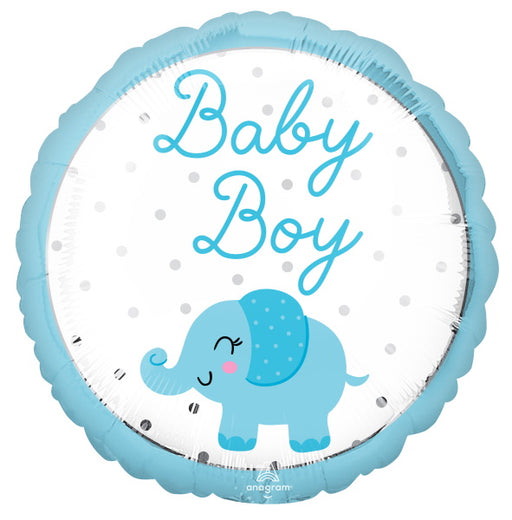 Baby Boy Elephant 18-Inch Round Foil Balloon