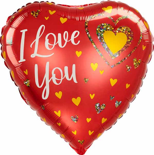 I Love You Glitter Hearts Jumbo Heart Foil Balloon