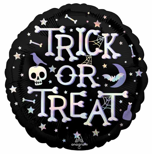 Trick or Treat 18" Round Holographic Foil Balloon