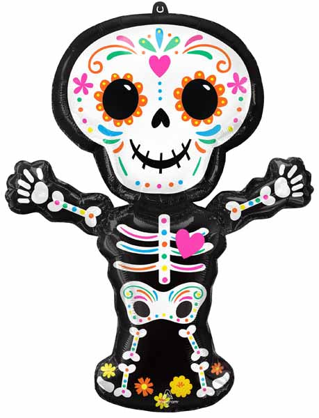 Day of the Dead Skeleton 34-Inch Foil Balloon