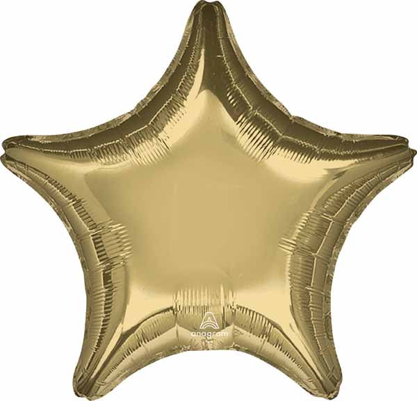19 Inch White Gold Star Foil Balloon