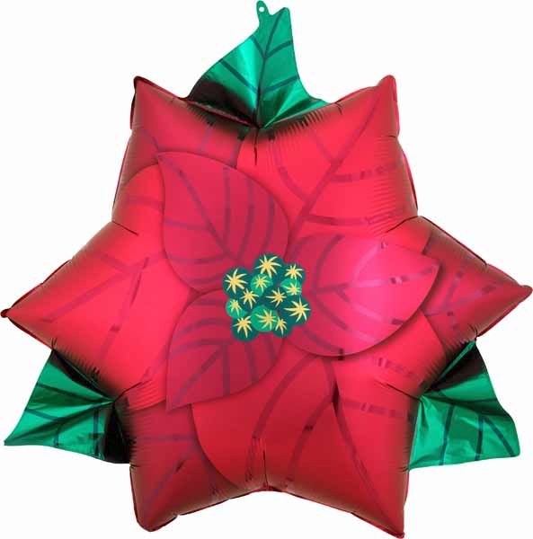 26-Inch Poinsettia Shaped Foil Balloon