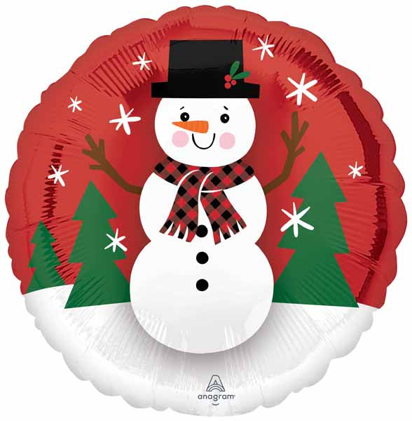 Smiley Snowman 18-Inch Round Foil Balloon