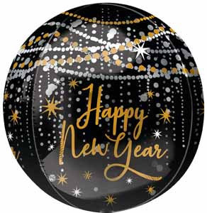 Midnight Hour Happy New Year 16" Orbz Foil Balloon