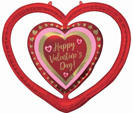 Golden Open Heart Valentine's Day Foil Balloon, 36 Inch